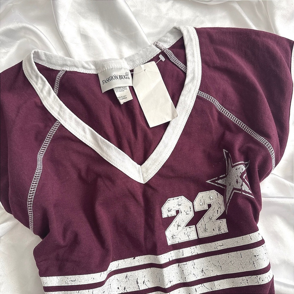 Fashion Bug Vintage Burgundy Graphic Varsity Top Star 22 Sleeveless XL